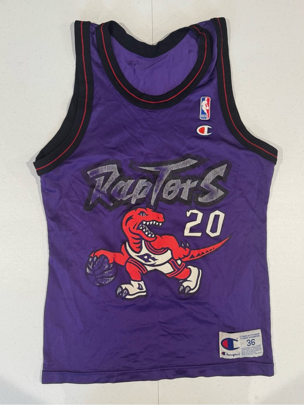 Vintage 90’s Champion Toronto Raptors Damon Stoudamire nba basketball jersey 36